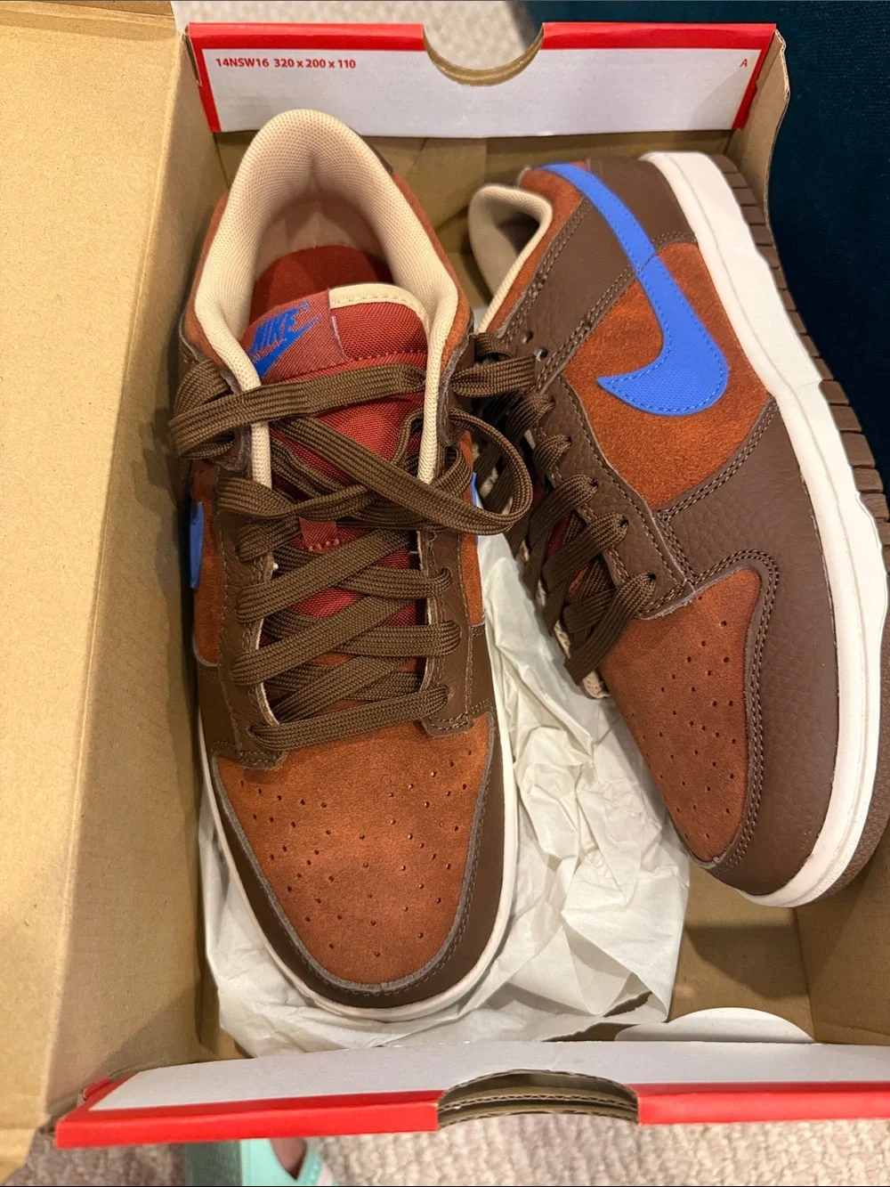 Nike Brown and Blue Low-Top Suede Sneakers